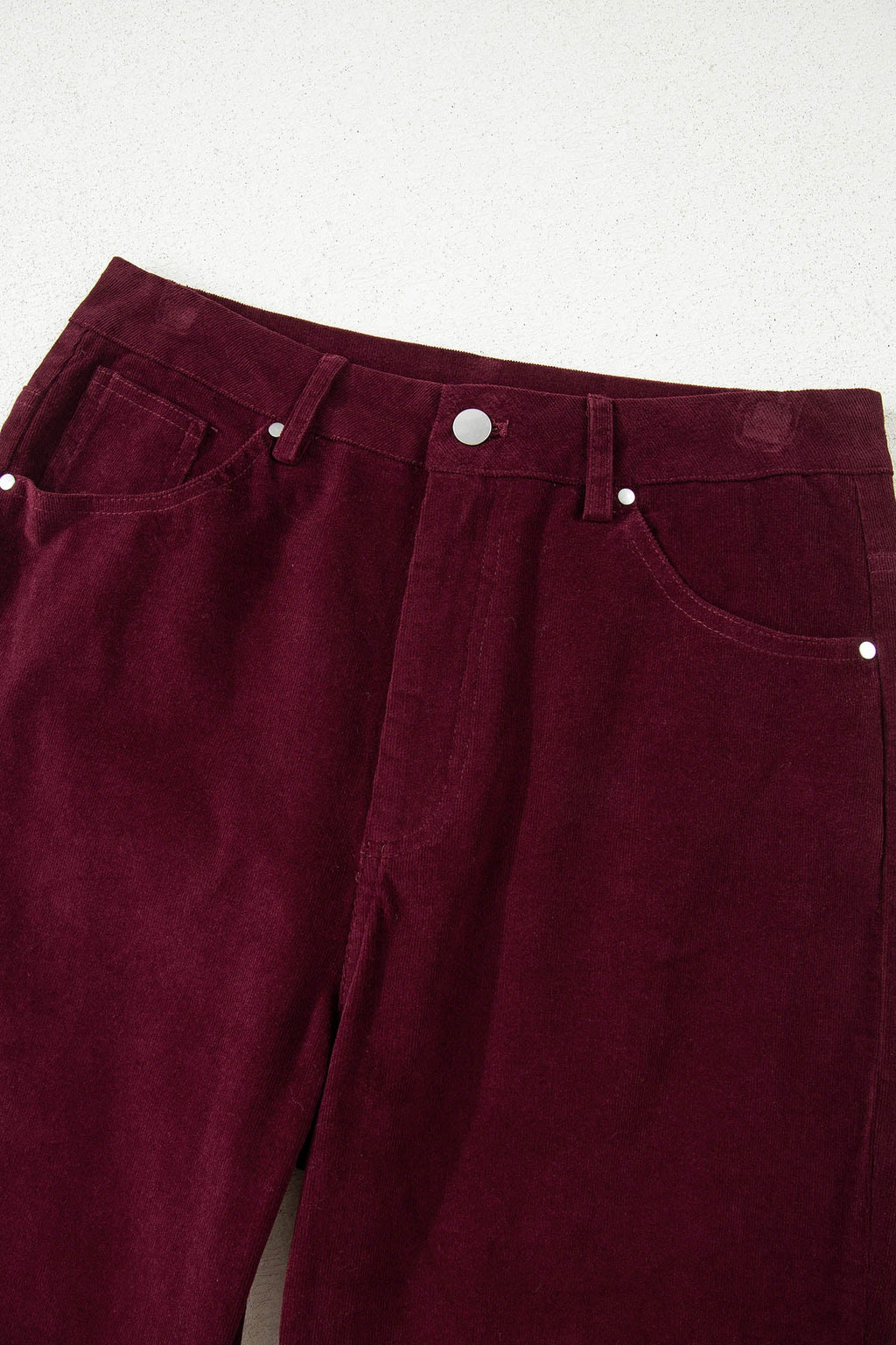Solid Corduroy High Waist Wide Leg Pants
