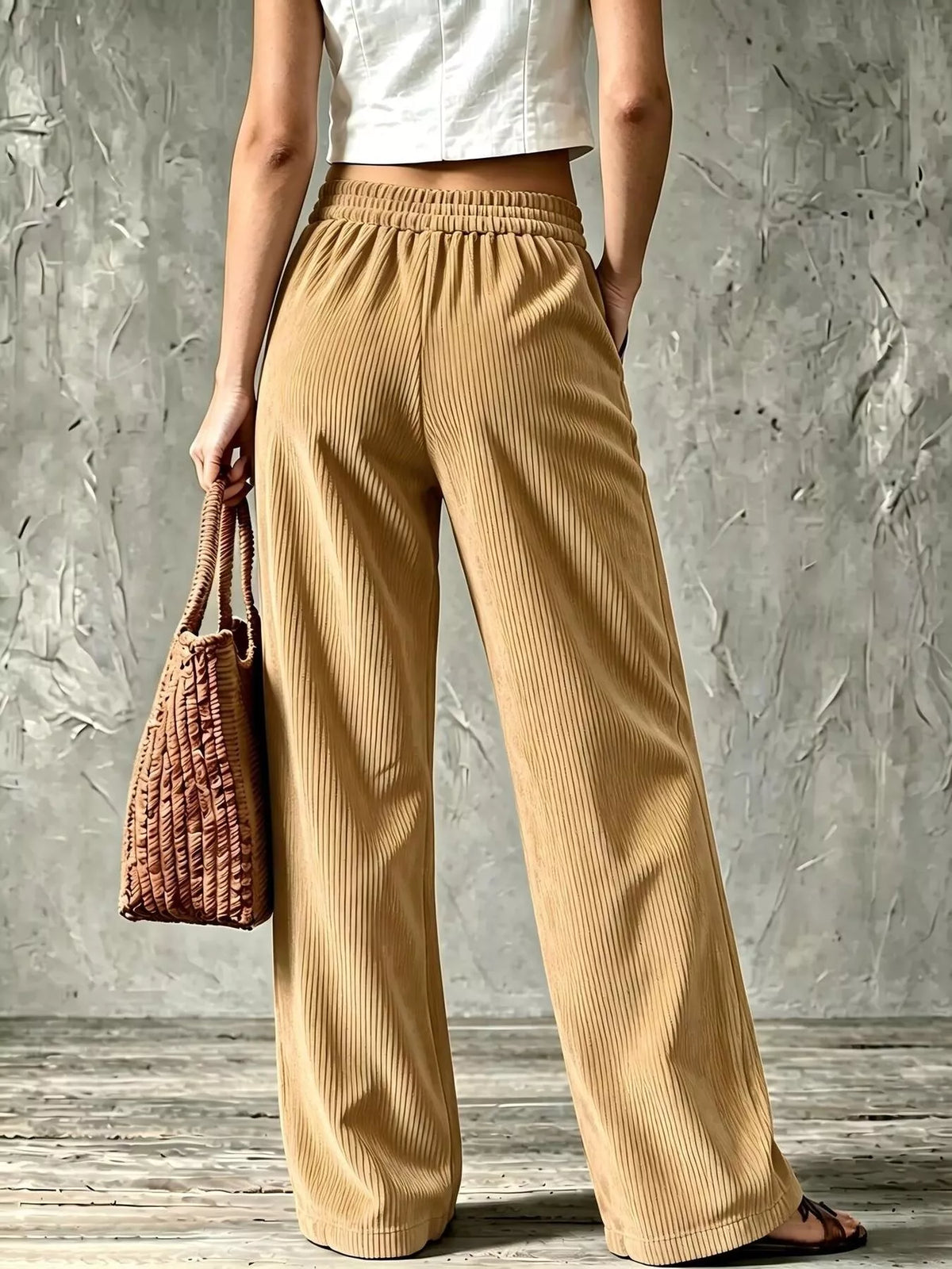 Full Size Wide-Leg Corduroy Pants Plus Size