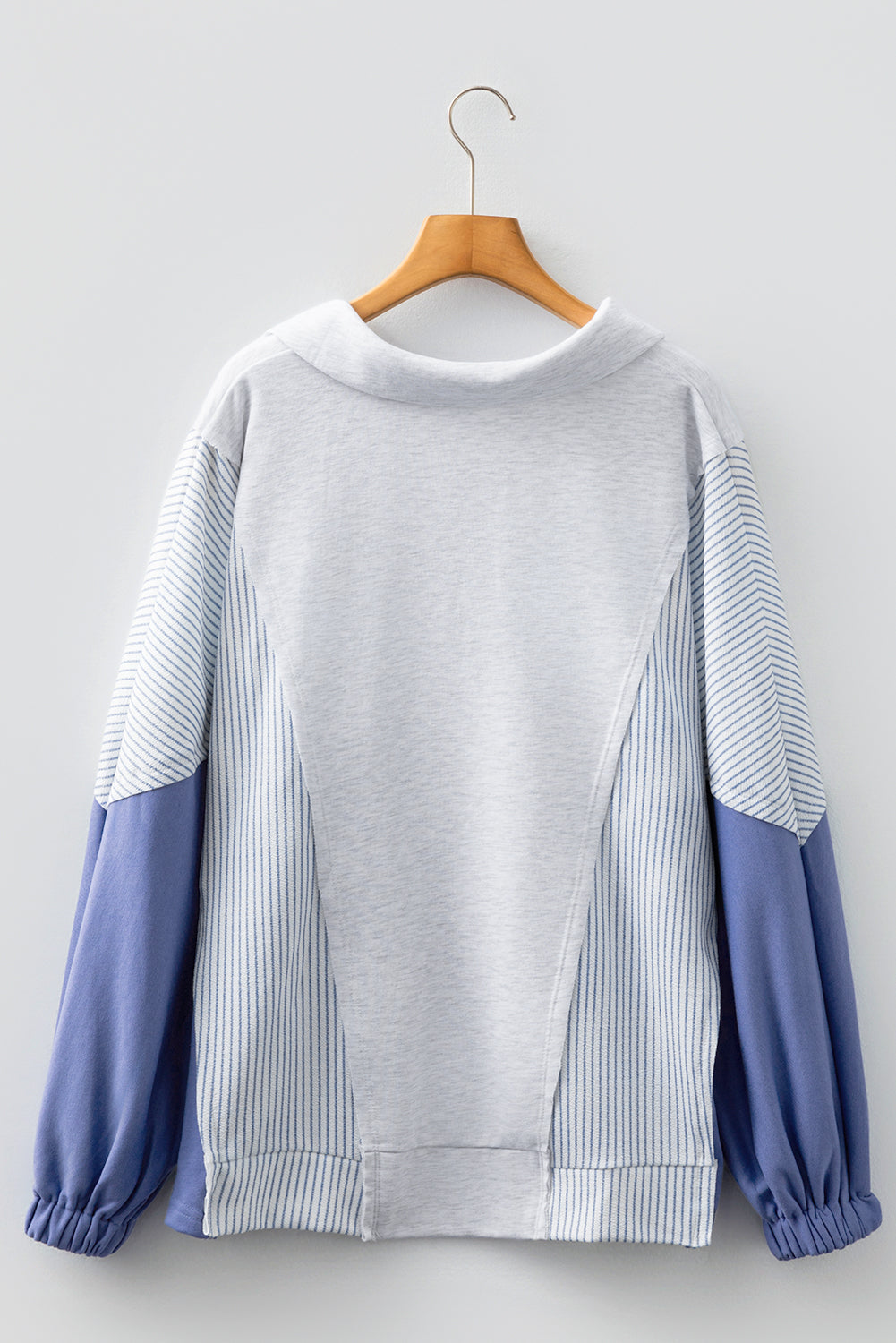 Stripe Colorblock Dolman Sleeve Oversize Collared Top