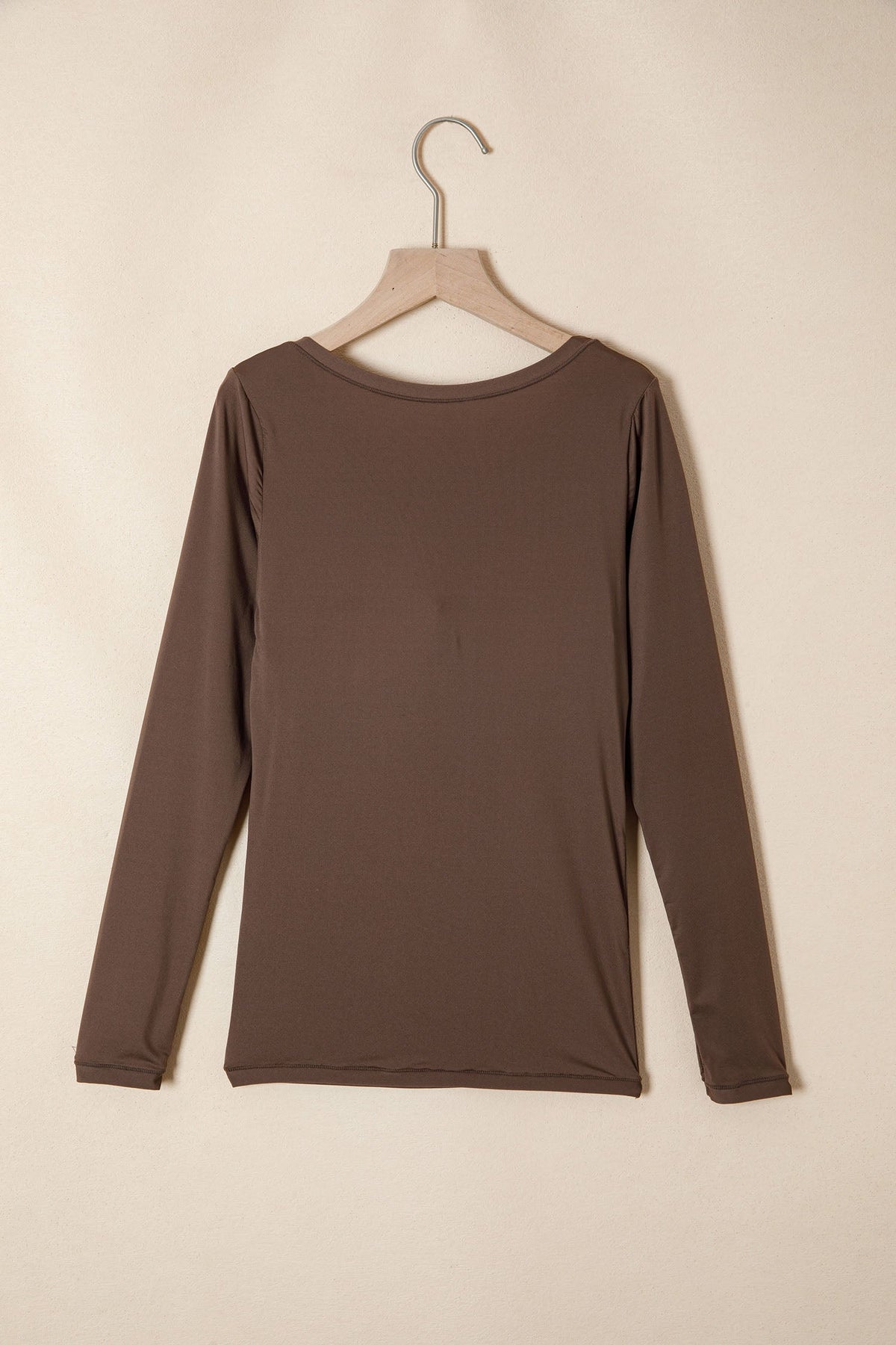Solid Long Sleeve Built In Padded Bra Top