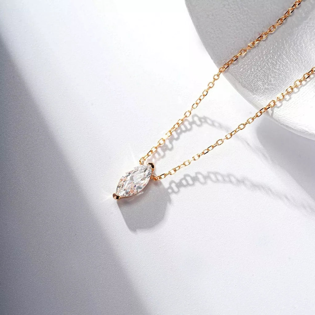 925 Sterling Silver Zircon Teardrop Necklace