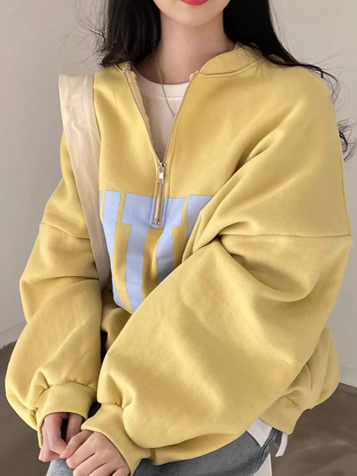 Half-Zip Letter Graphic Sweatshirt