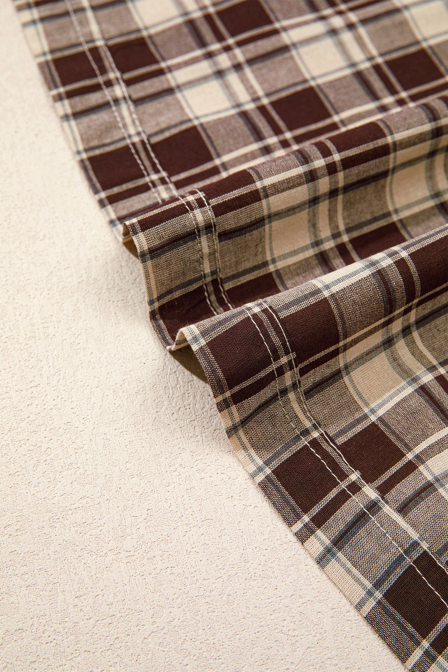 Brown Plaid Long Sleeve Short Shift Mini Dress