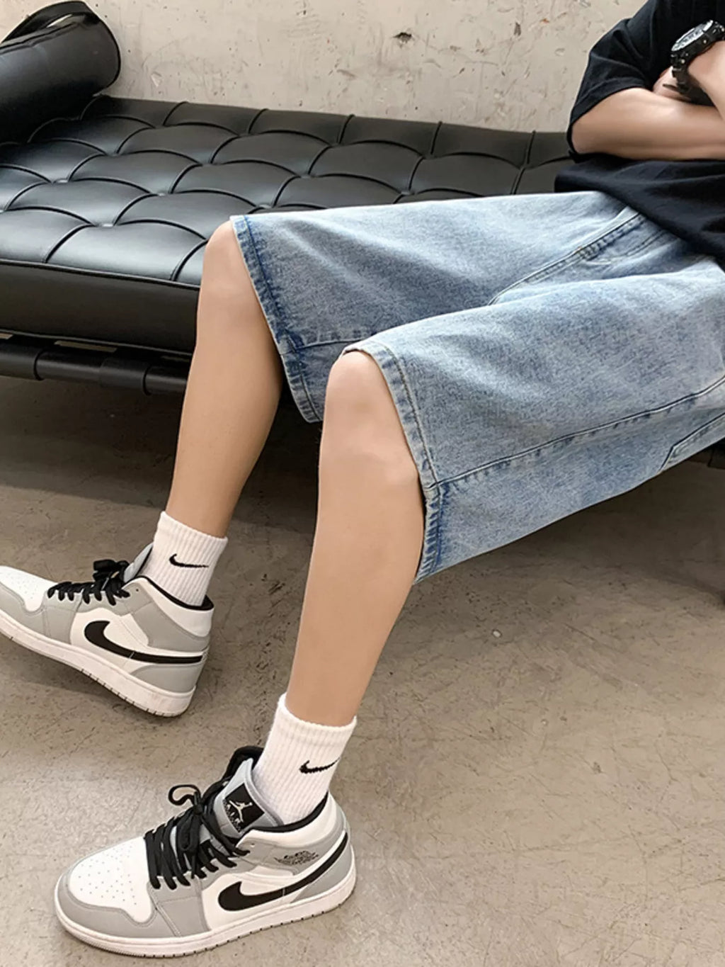 Men's Acid Wash Denim Shorts
