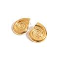 18K gold conch-shaped earrings with a simple and unique texture design