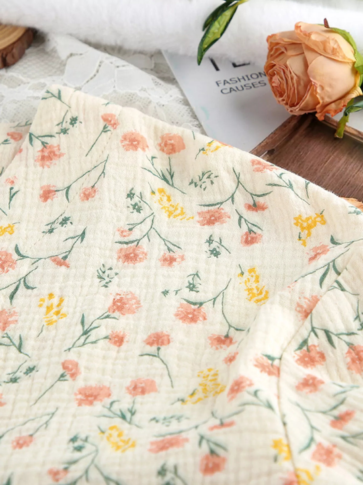 Floral Print Crinkle Texture Tie-Front Top and Shorts Set