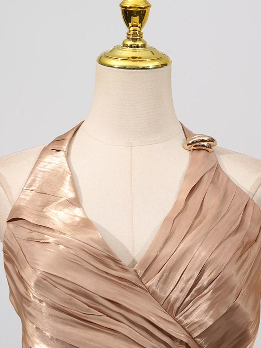 Halter Neck Ruched Maxi Dress