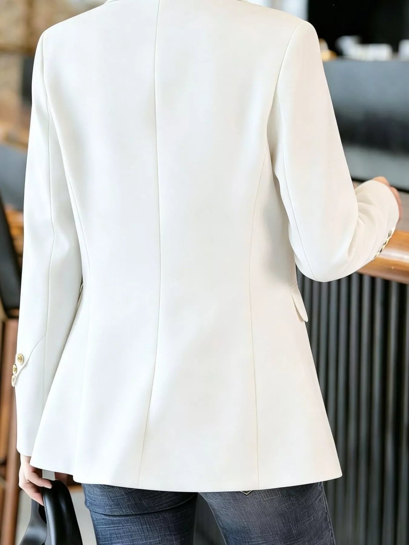 Full Size One Button Lapel Collar Blazer Plus Size