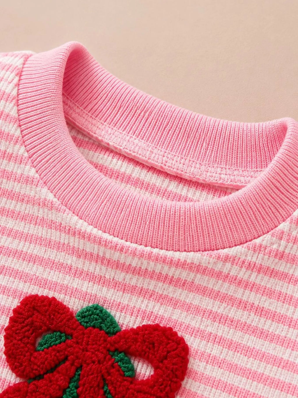 Children's Striped Christmas Tree Ruffle Pajama Set