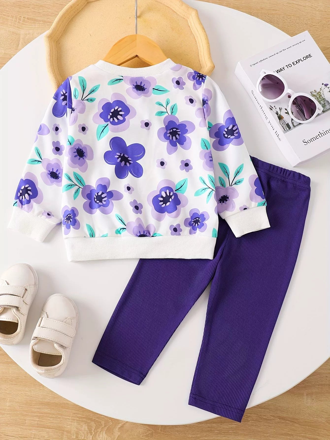 Children's Floral Print Long Sleeve Top & Pants Set