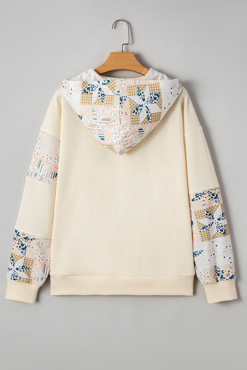 Western Geometric Patchwork Kangaroo Pocket Hoodie