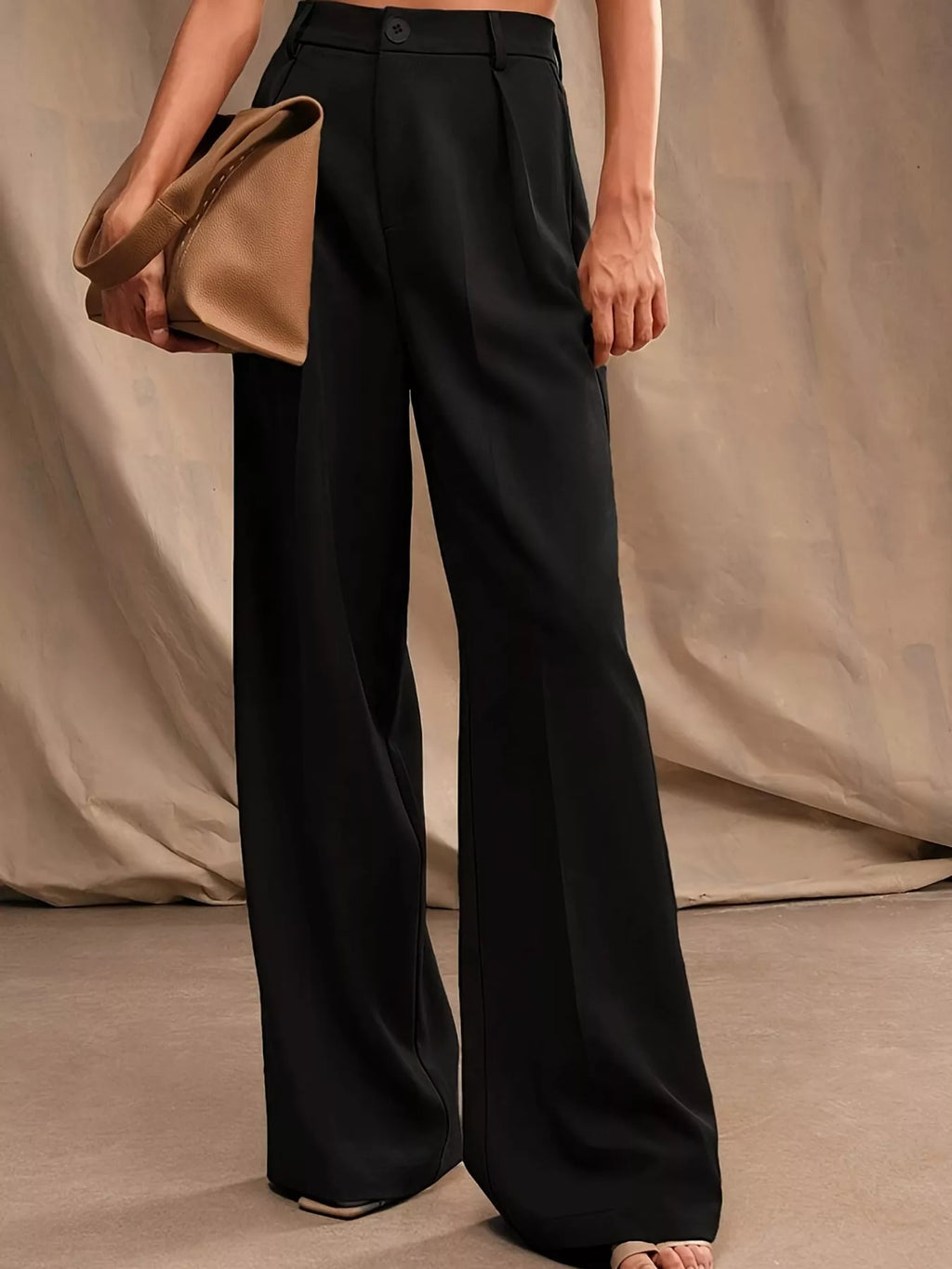 High-Waisted Pleated Wide-Leg Pants