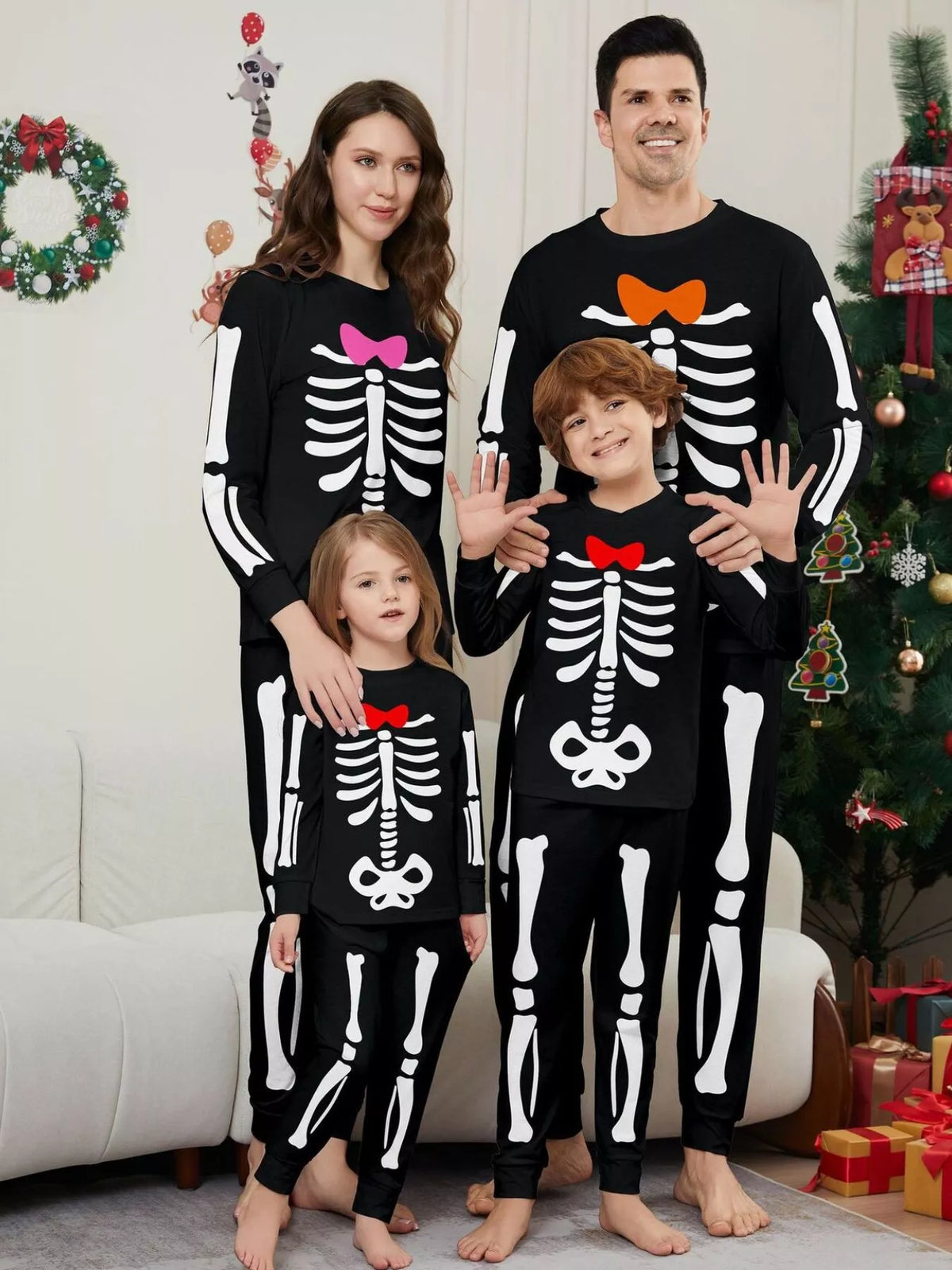 Full Size Matching Family Skeleton Pajama Set Plus Size