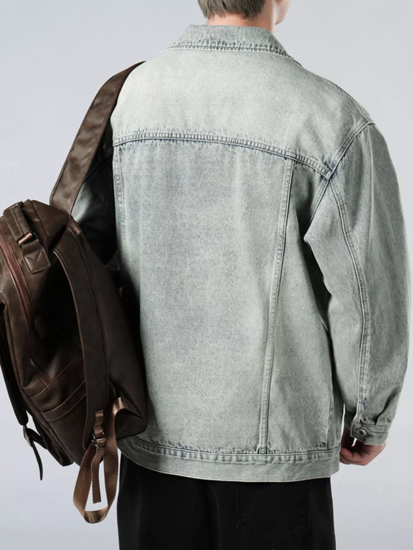 Men's Full Size Wash Button Up Denim Jacket Plus Size