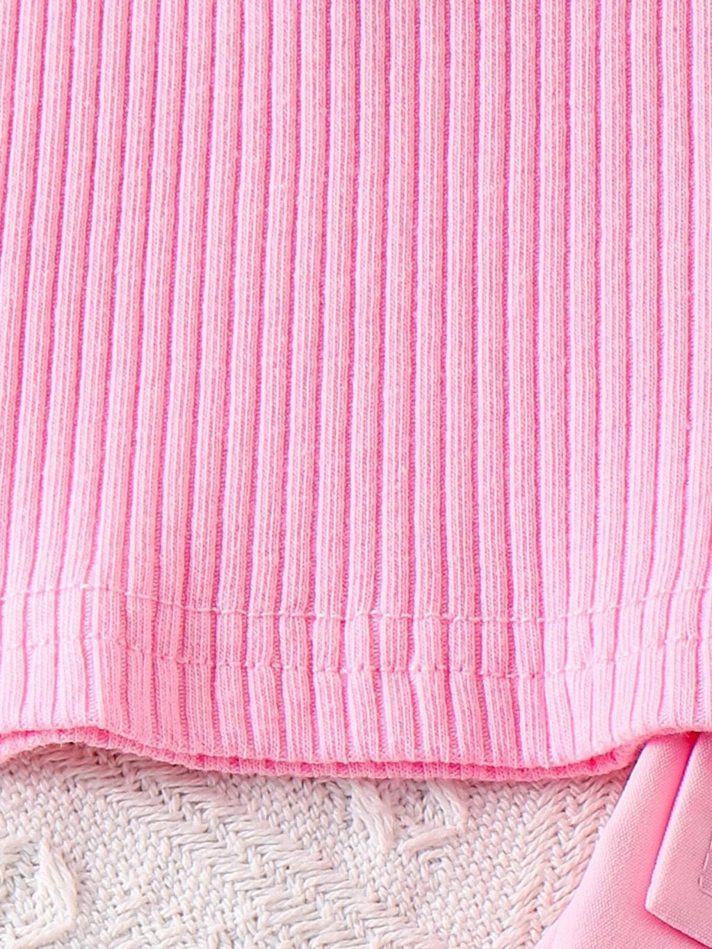Children's Ribbed Knit Polo Top and Scalloped Pocket Shorts Set