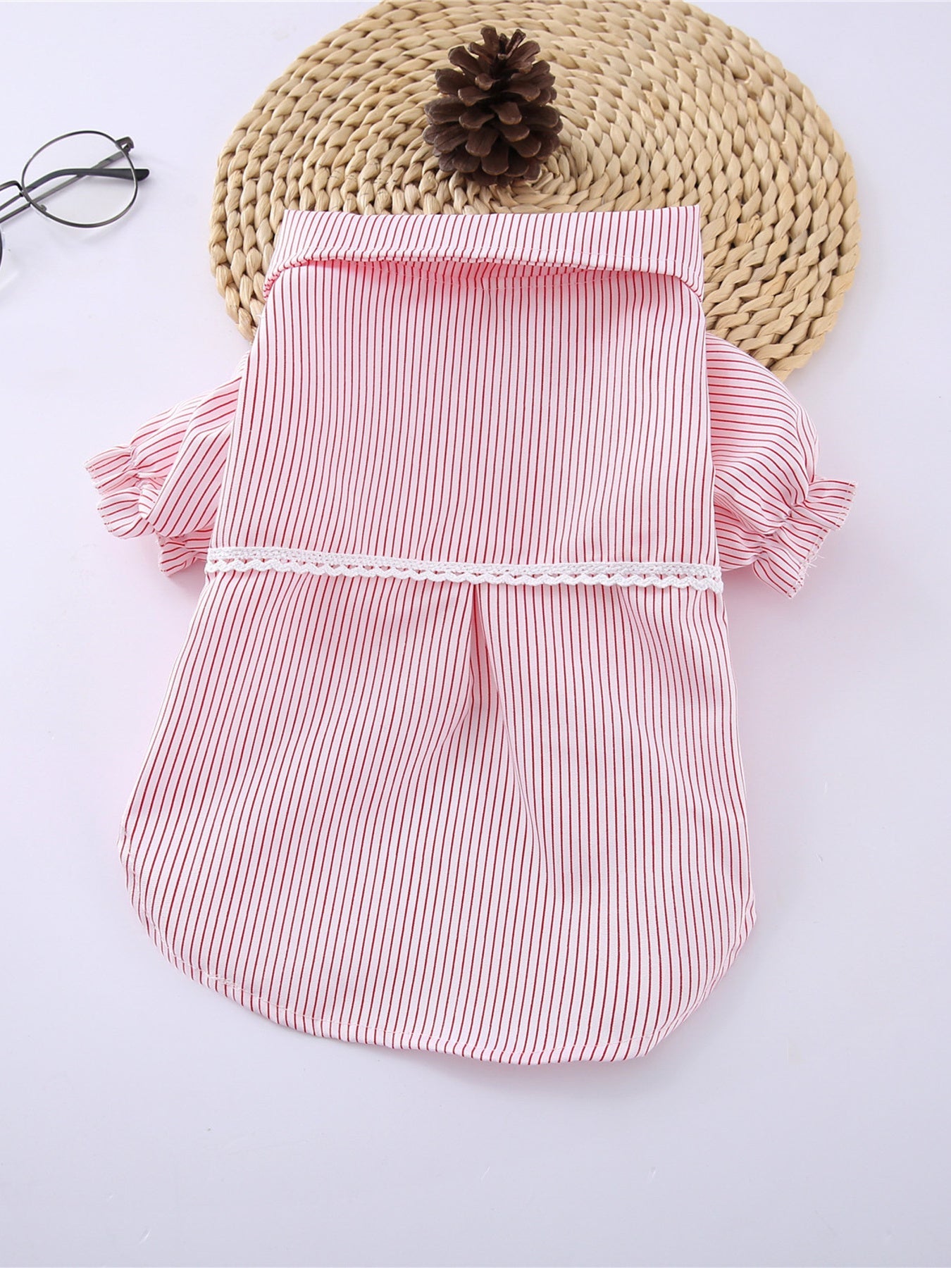 Striped Ruffle Pet Top with Bow