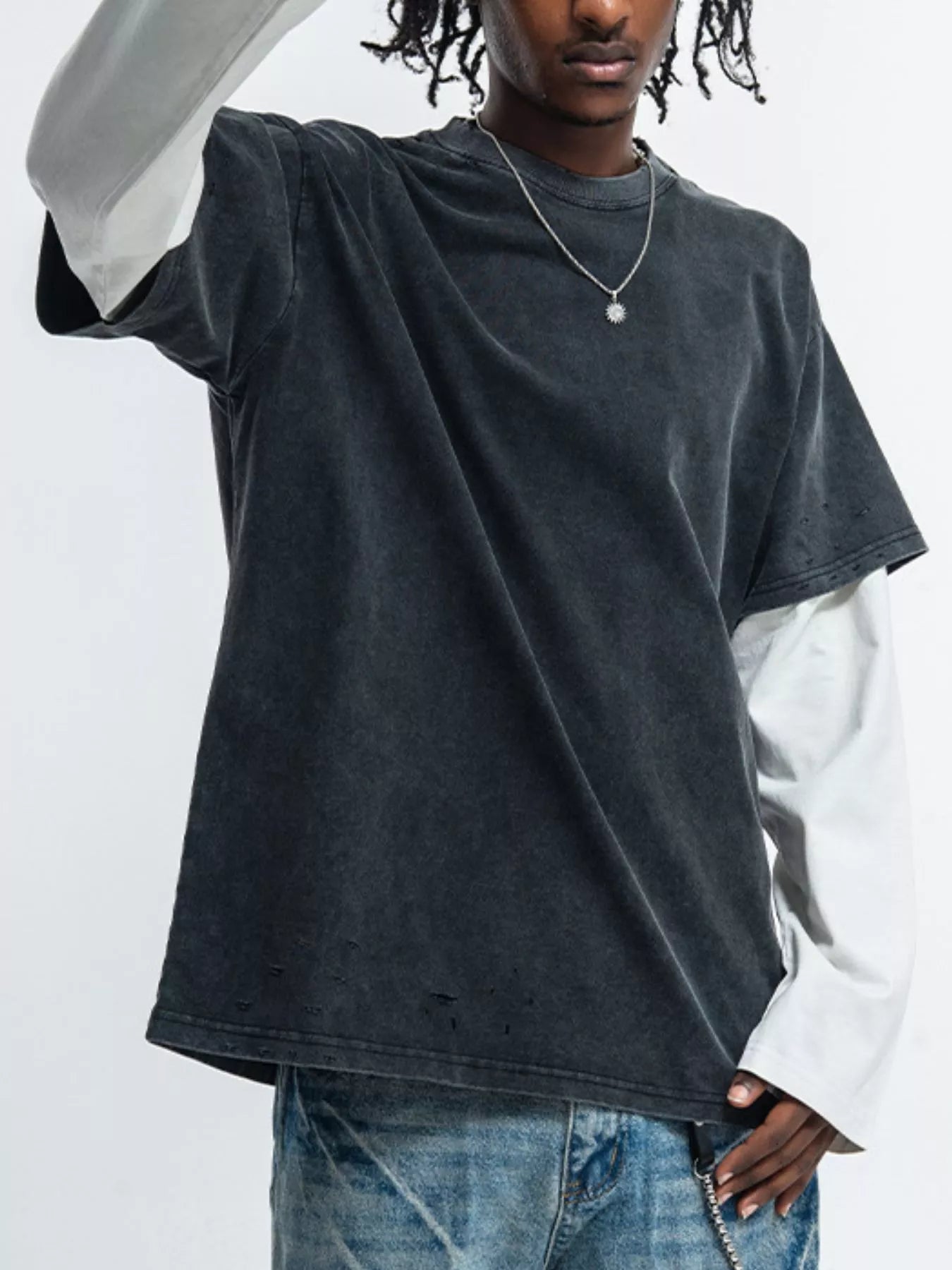 Men's Fake Two-Piece Long Sleeve T-Shirt