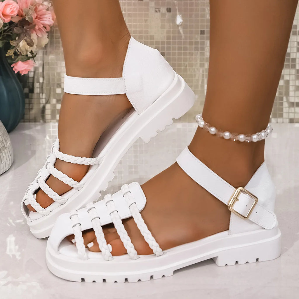 Braided Ankle Strap Sandals