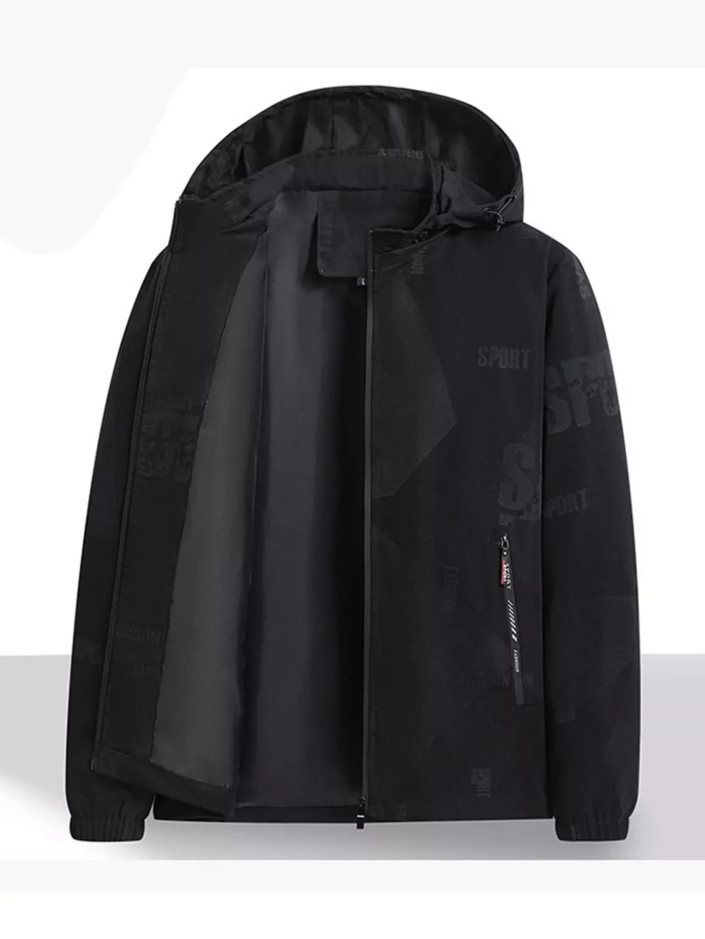 Men's Plus Size Zip Up Long Sleeve Hooded Jacket