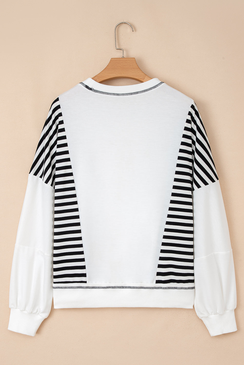 Sophie Striped Colorblock Patchwork Oversized Sweatshirt - Black