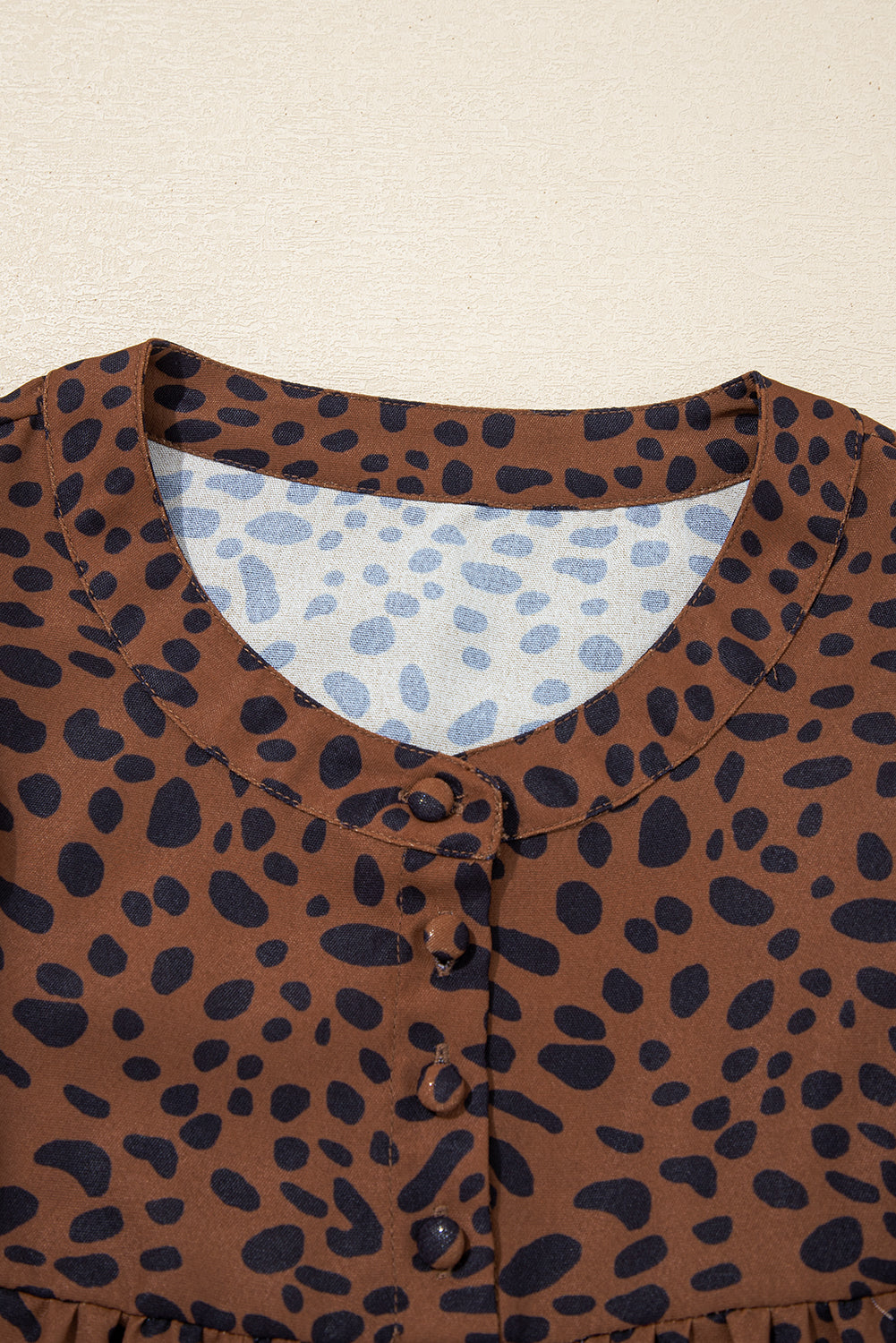 Leopard Ruffle Puff Sleeve Blouse