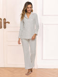 Collared Notch Neck Loungewear Set with Pocket