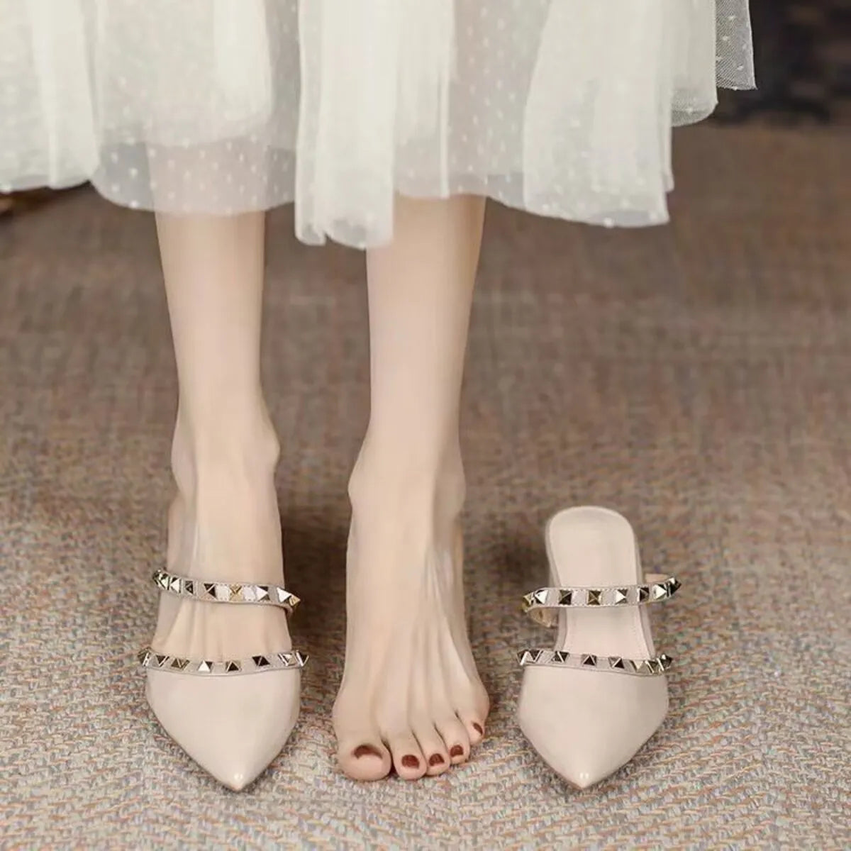 Point Toe Block Heels Sandals