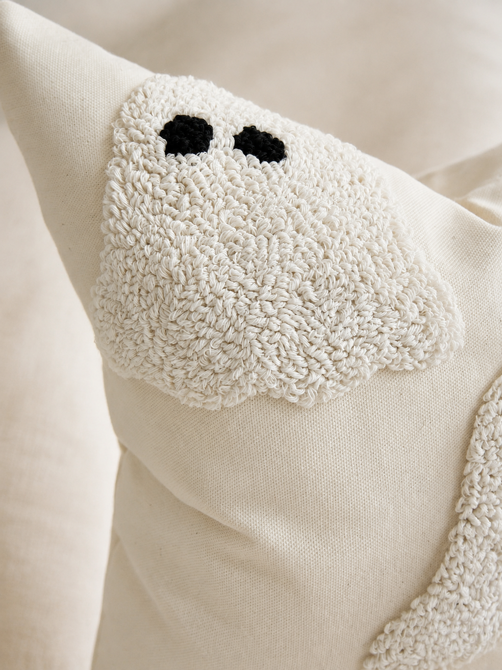 Ivory Tufted Ghost Pillow Cover