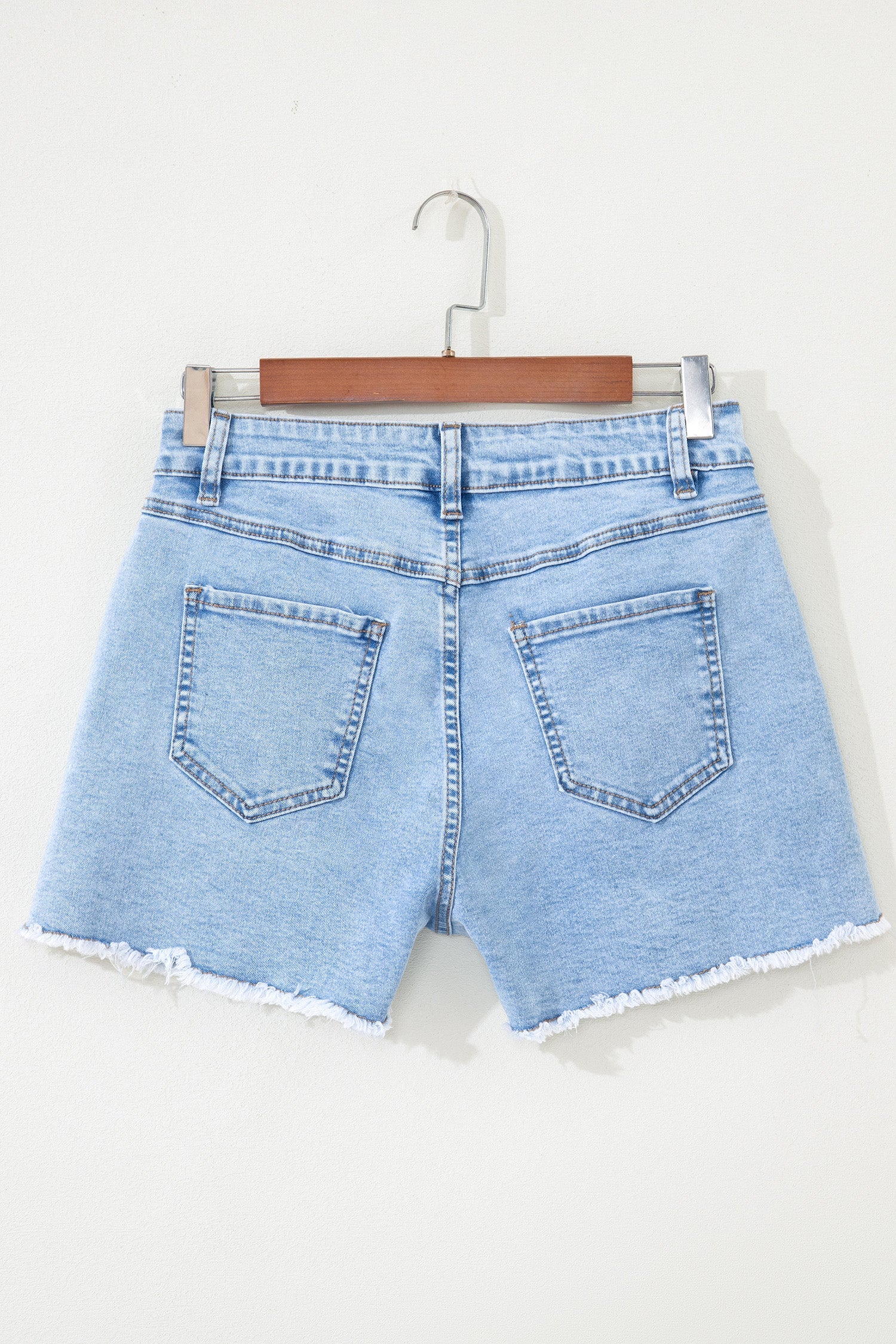 Myosotis High Waist Frayed Denim Shorts