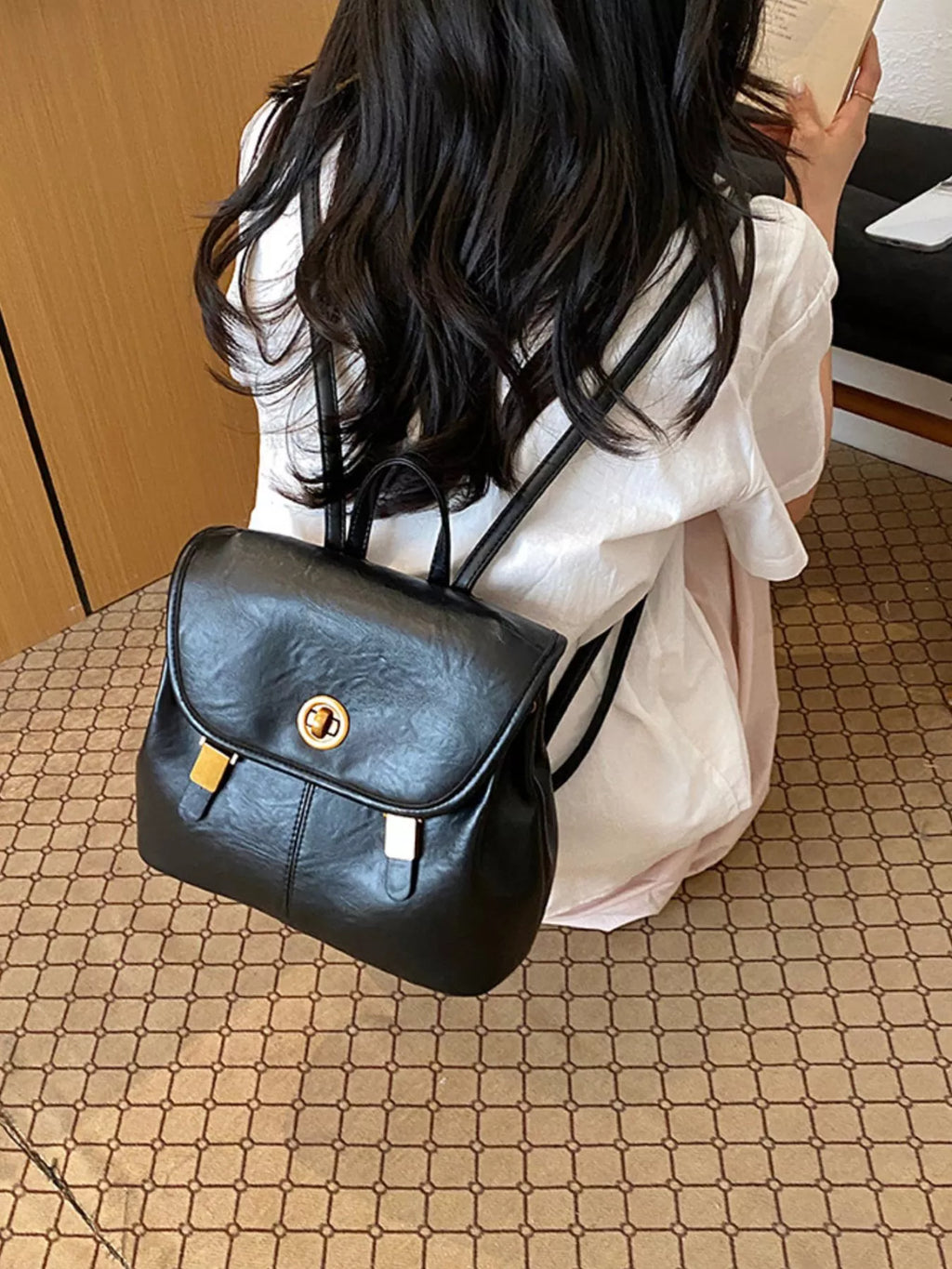 PU Leather Backpack Bag