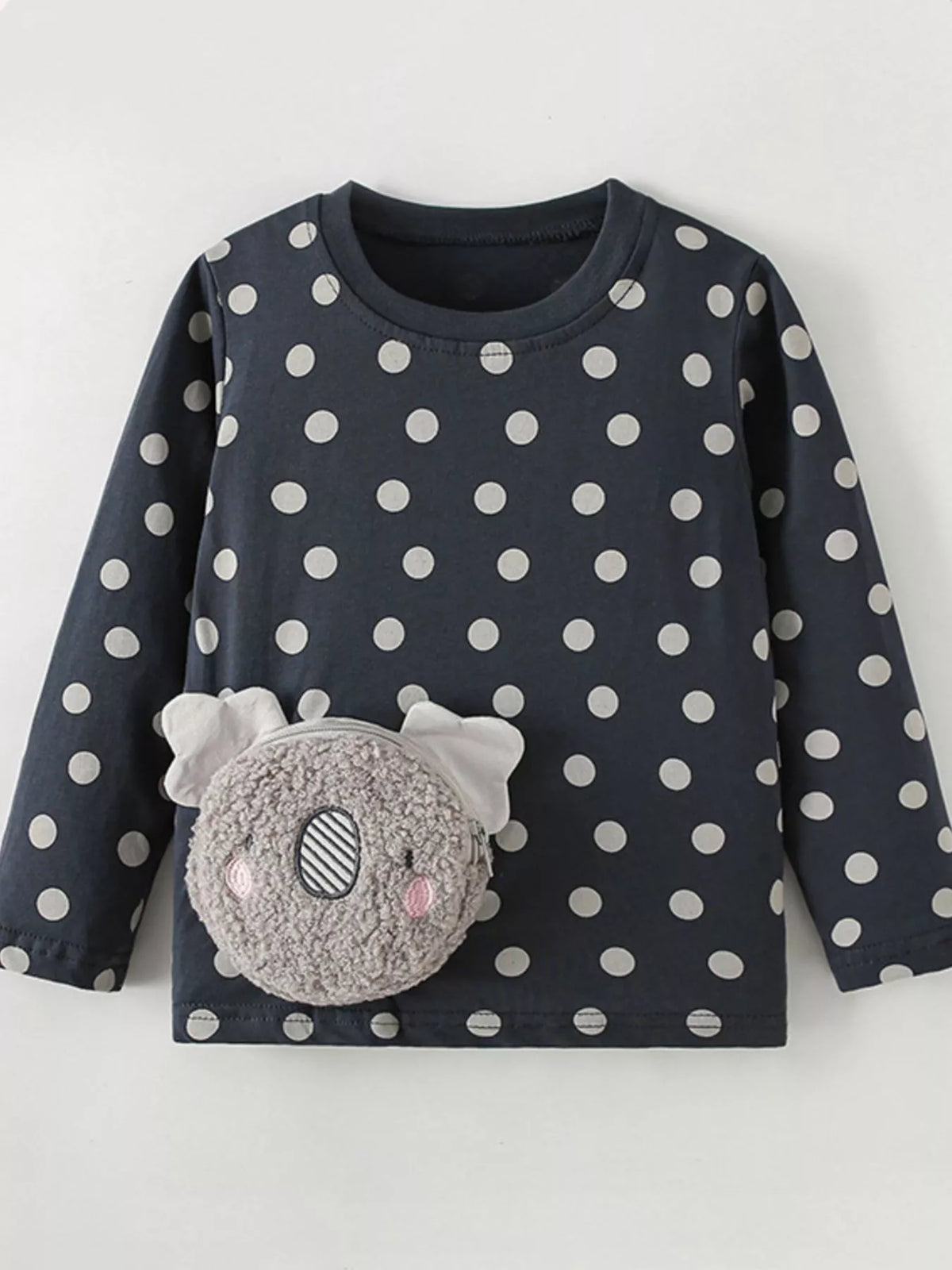 Children's Koala Plush Pocket Polka Dot T-Shirt