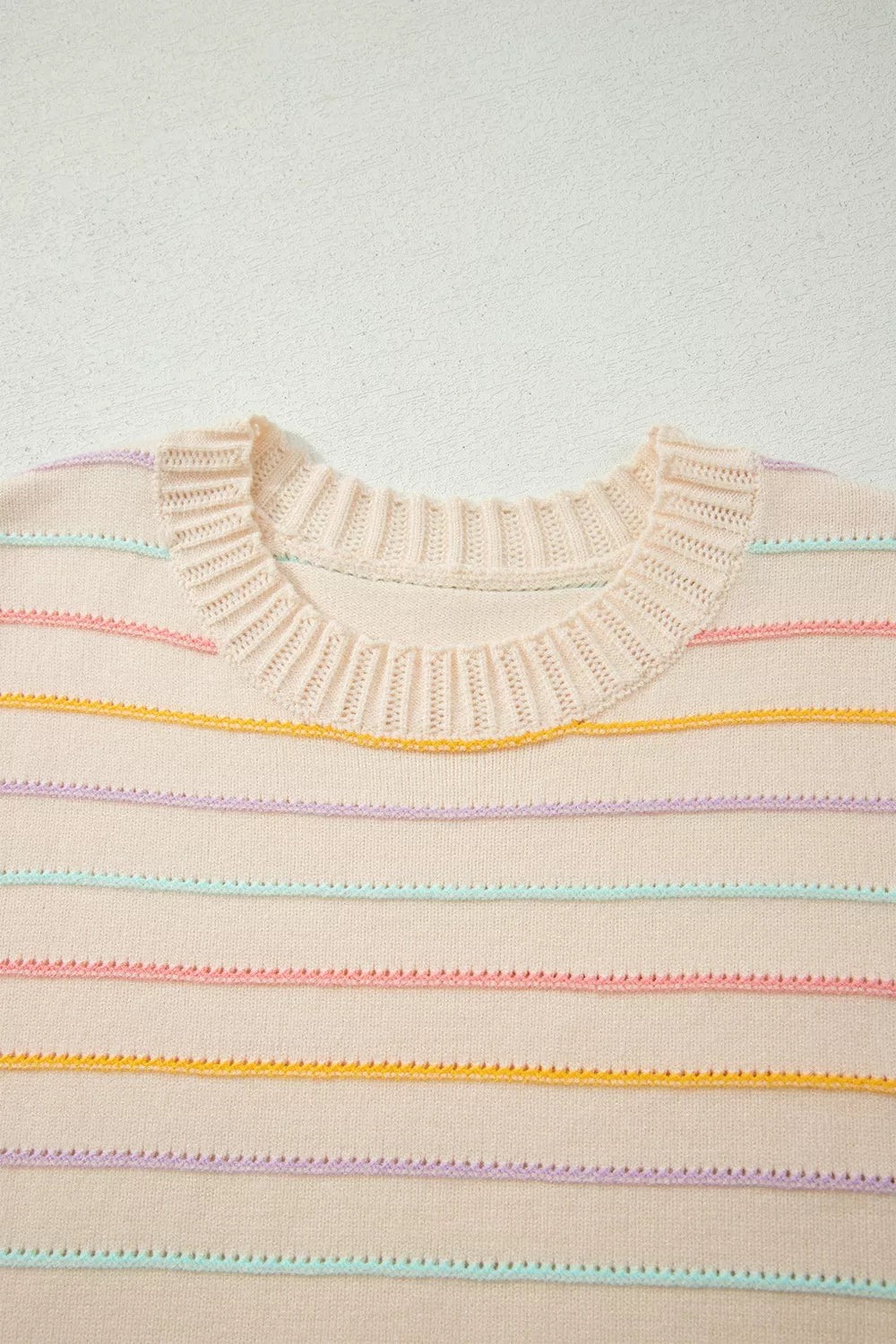 Stripe Colorful Stripes Crew Neck Knit Sweater