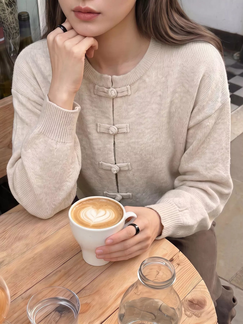 Button Up Dropped Shoulder Cardigan