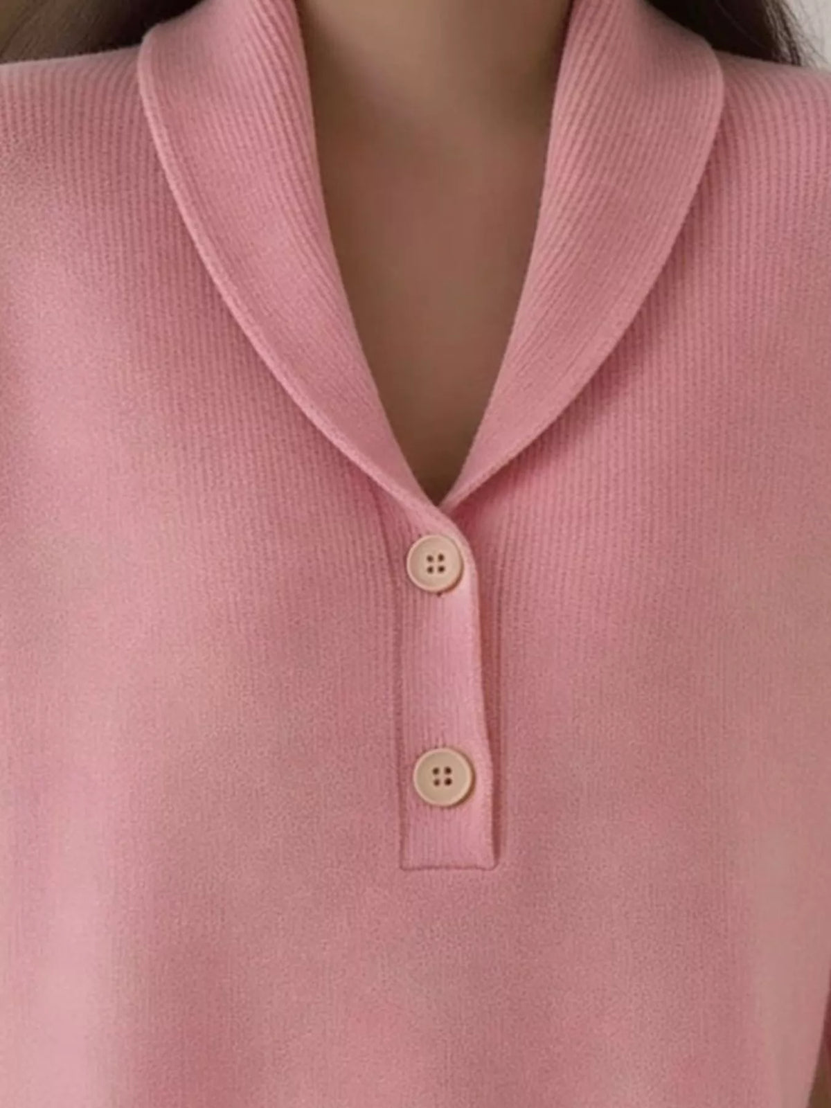 Shawl Collar Button Detail Sweater