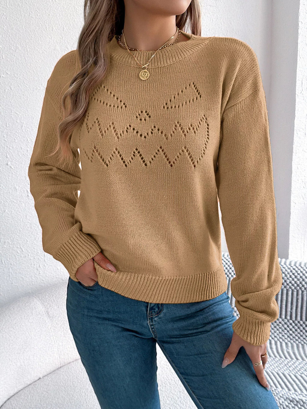 Halloween Pumpkin Face Knit Top