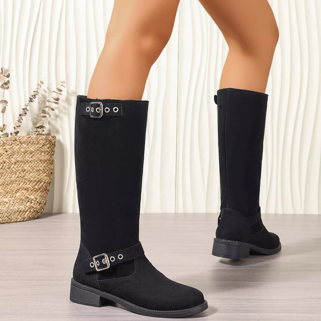 Round Toe Block Heels Boots