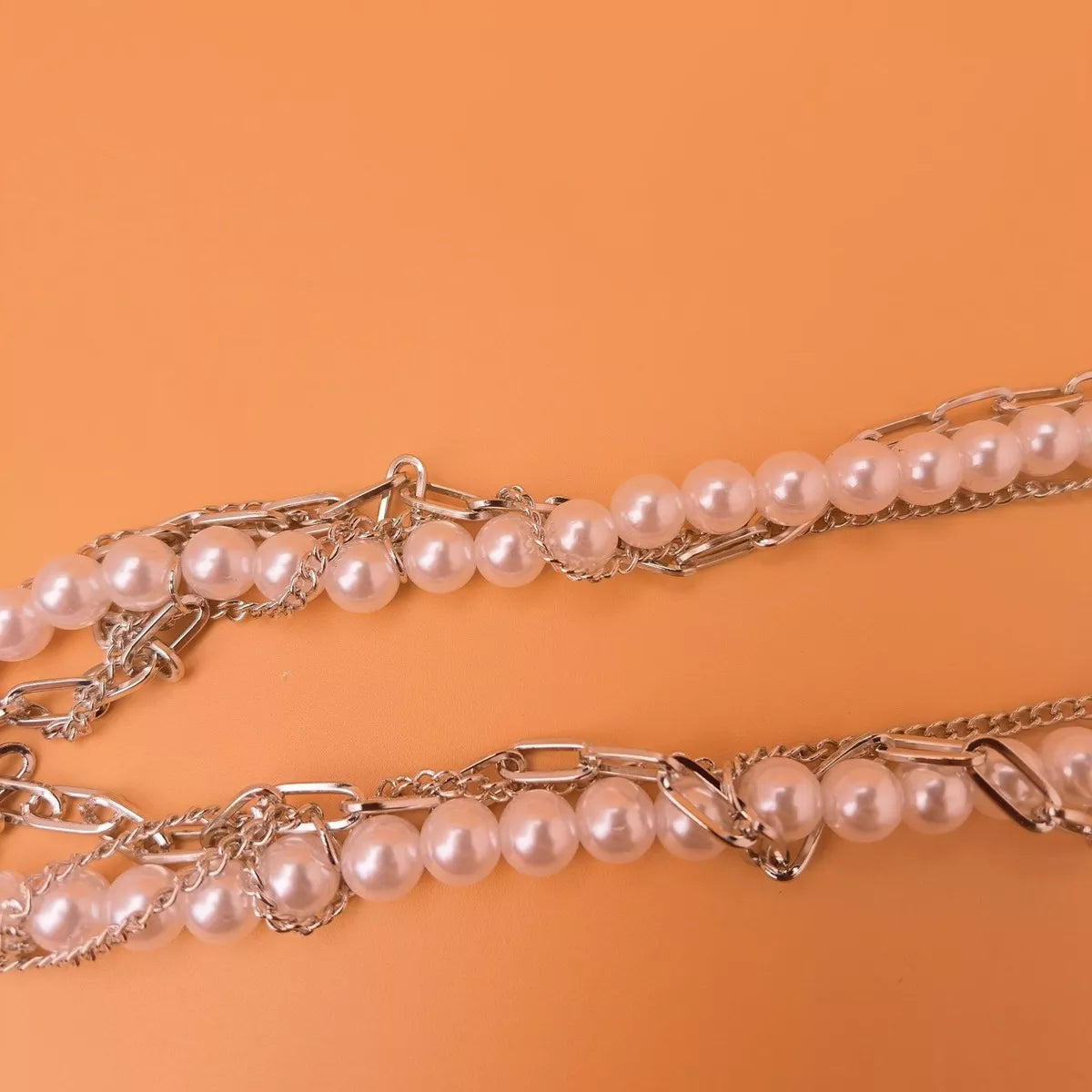 Gothic Pearl Double Layered Necklace with Wing Pendant