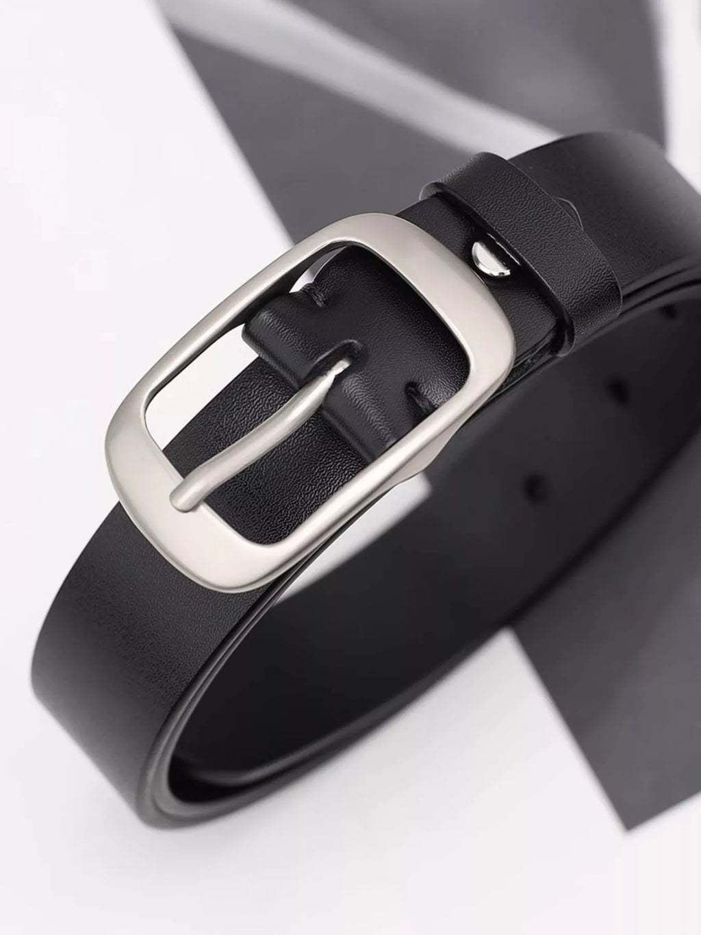 Leather Belt with Silver Buckle