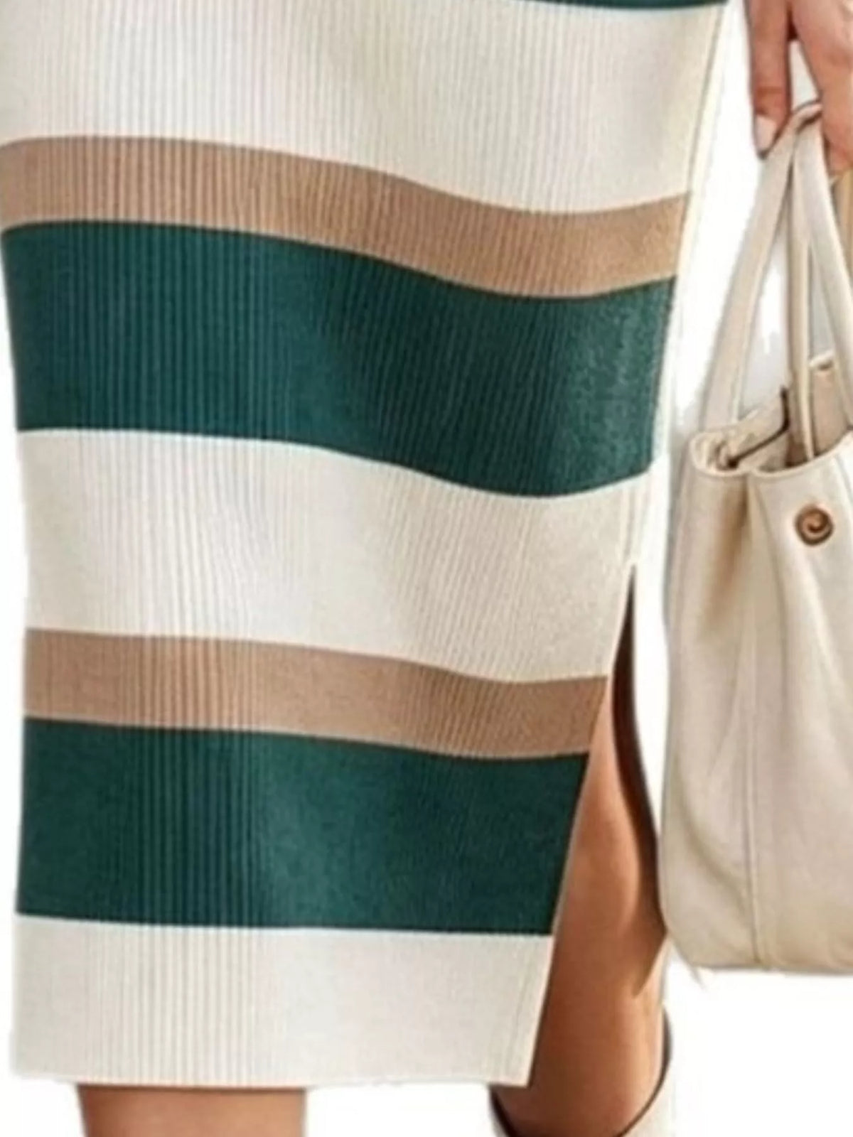 Striped Polo Collar Long Sleeve Sweater Dress