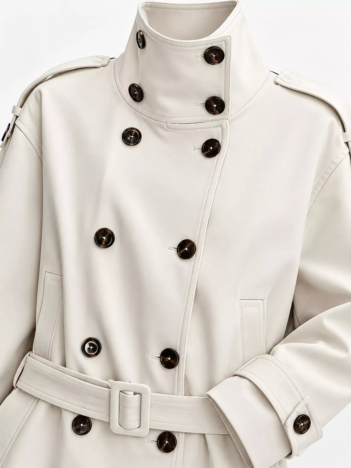 Double-Breasted Turtleneck Trench Outerwear