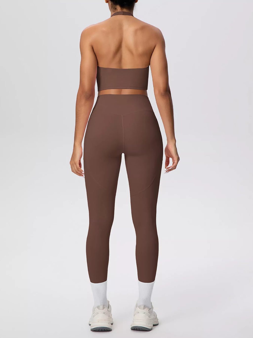 Halter Neck Crop Top and High-Waisted Leggings Active Set