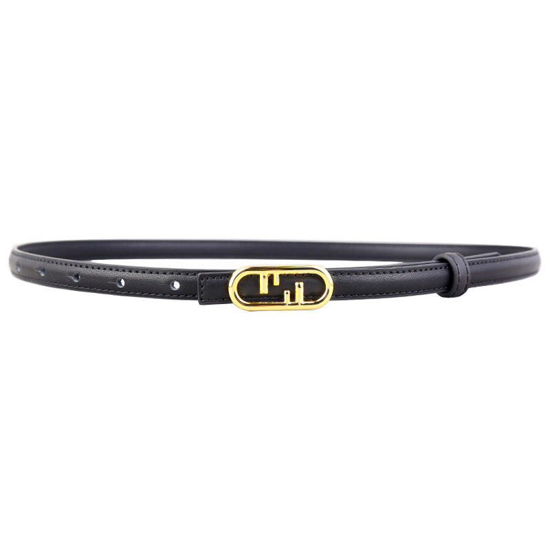 Buckle Leather Skinny Belt