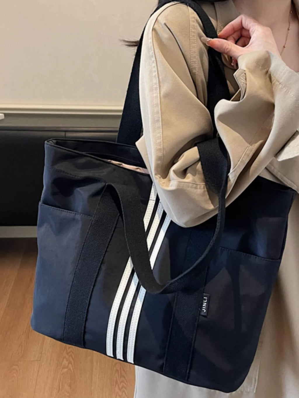 Lightweight Striped Tote Bag
