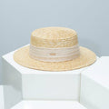 Straw Boater Hat with Ribbon Accent