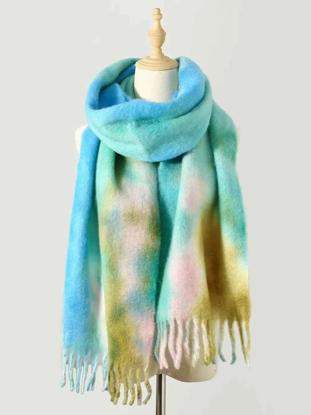 Fringe Tie-Dye Polyester Scarf