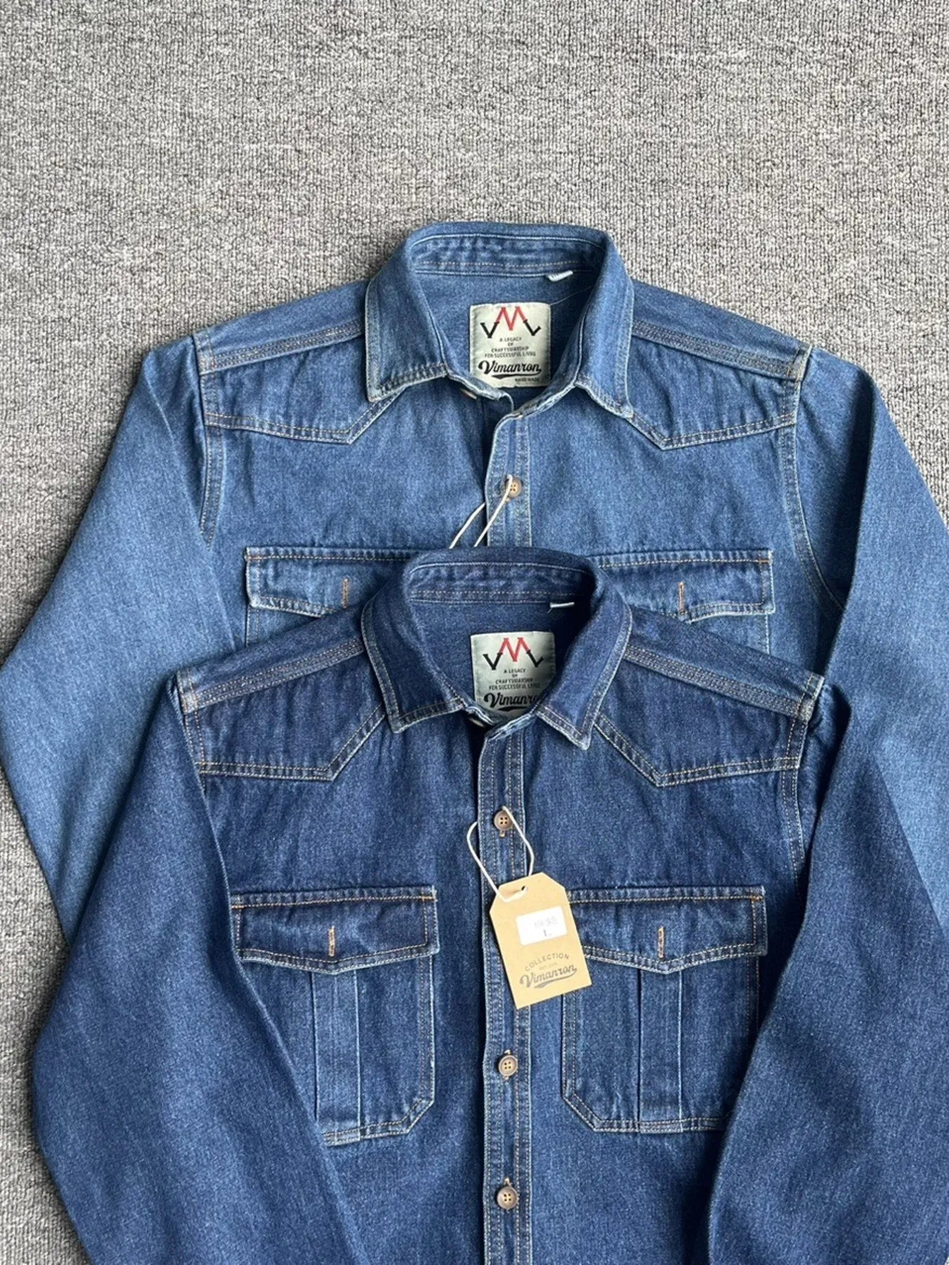 Men's Plus Size Button Up Washed Denim Shirt