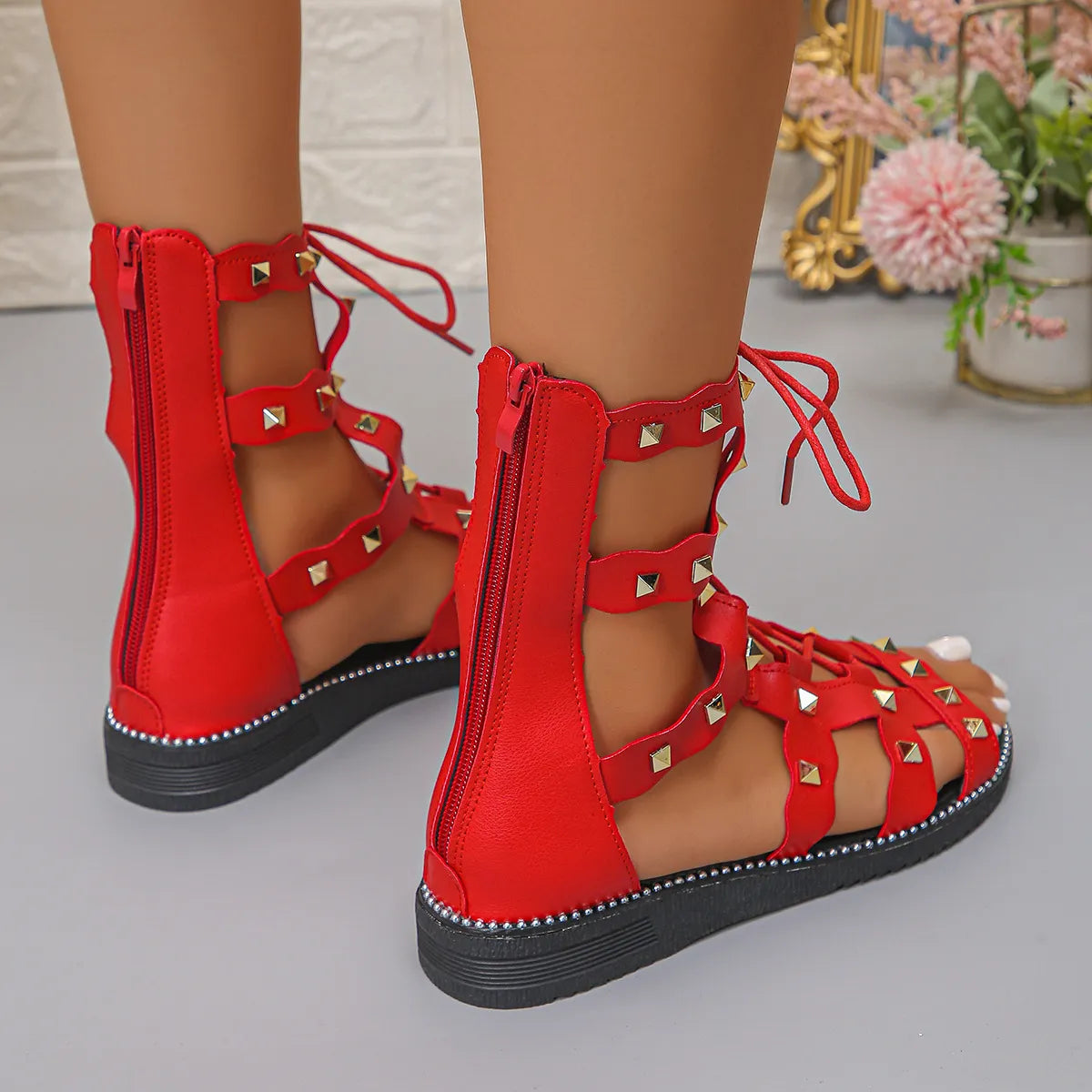 Open Toe Lace Up Sandals