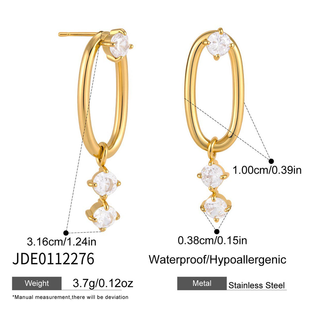 Zircon Drop Hoop Earrings