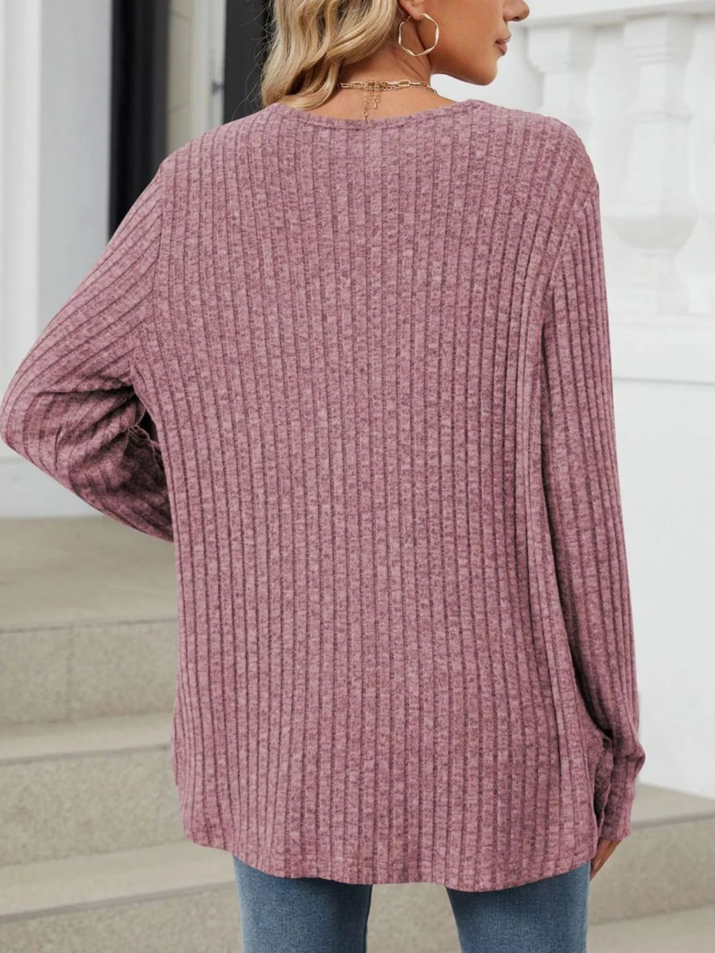 Ribbed Button-Up Cardigan
