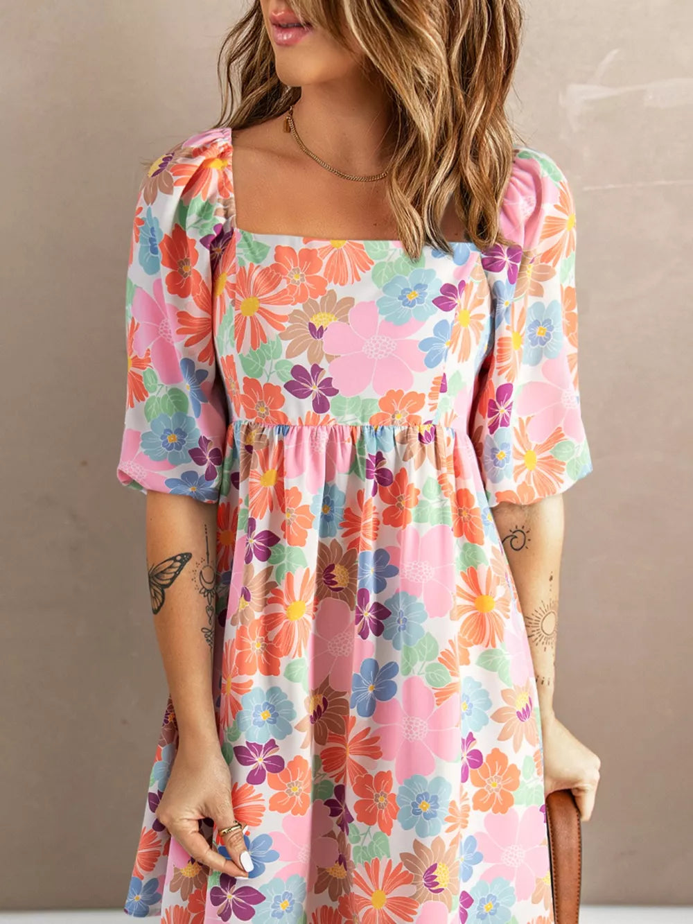 Printed Half Sleeve Mini Dress